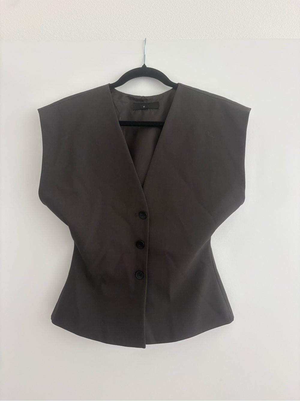 Zara Dark Charcoal Gray Structured Button-Down Top